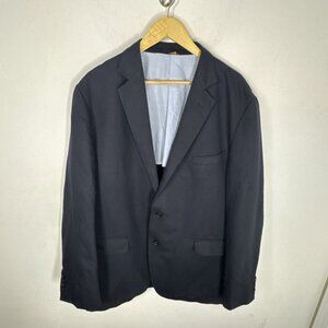Brooks Brothers 346 Regent Fit Navy Blue Linen Cotton Blazer Jacket Men 48L